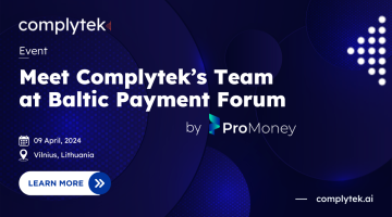 Banner about Complytek at the Baltic Payment Forum 2024